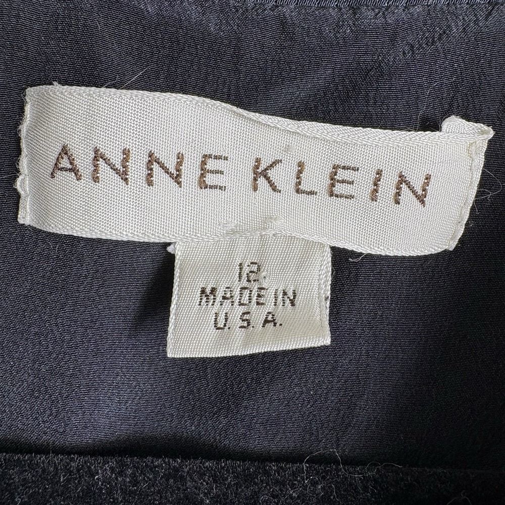 VTG Anne Klein Women's 12 Black Velvet Side Zip Lace Up Detail Fit Flare Dress - Picture 7 of 7